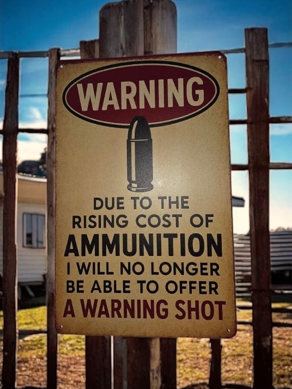 NWT Funny Ammo Warning Tin Sign - 8x12 Metal Decor Garage/Man Cave